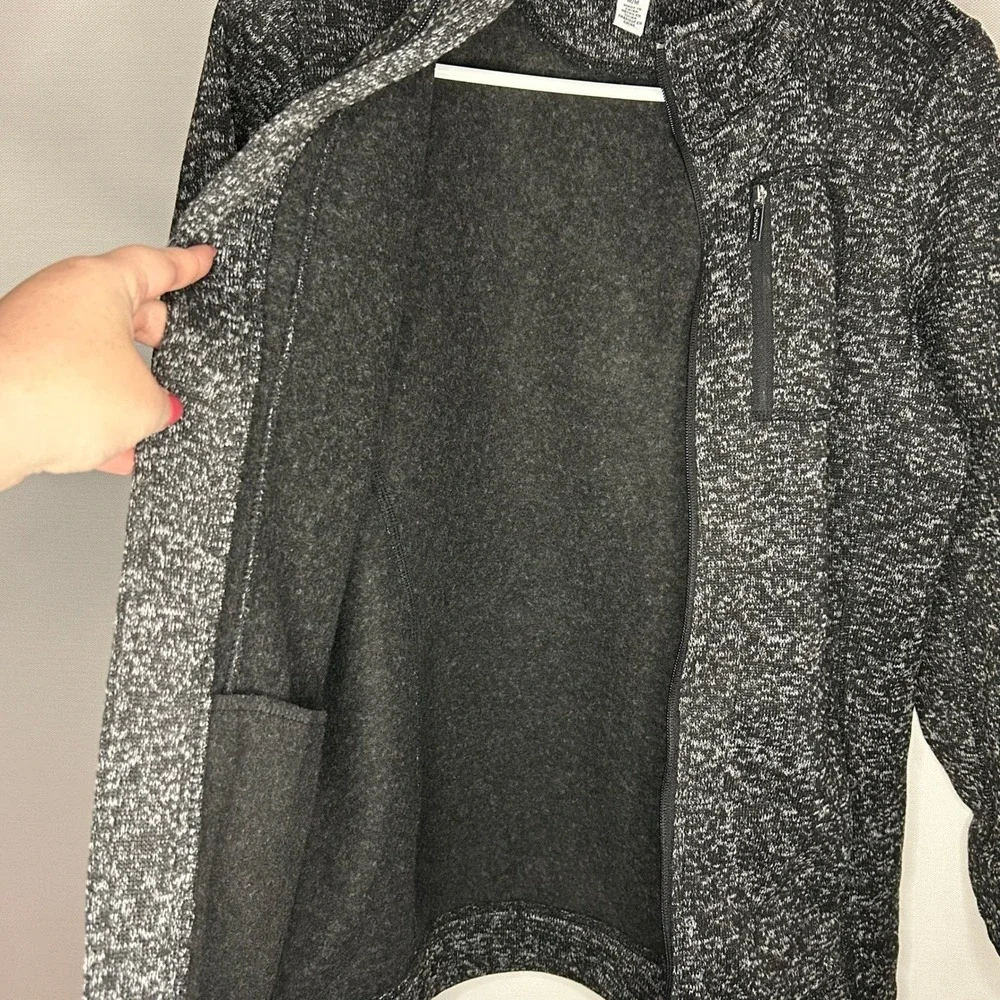 Calvin Klein Full Zip Marled Knit Sweater Jacket Black White M Athleisure Fall
